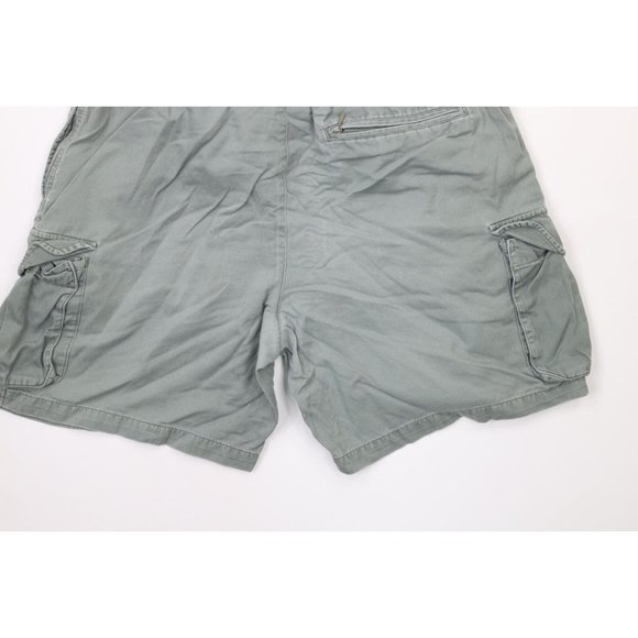 Vtg 90s Columbia Mens Large Faded Spell Out Belted Above Knee Cargo Shorts Green - Picture 9 of 9